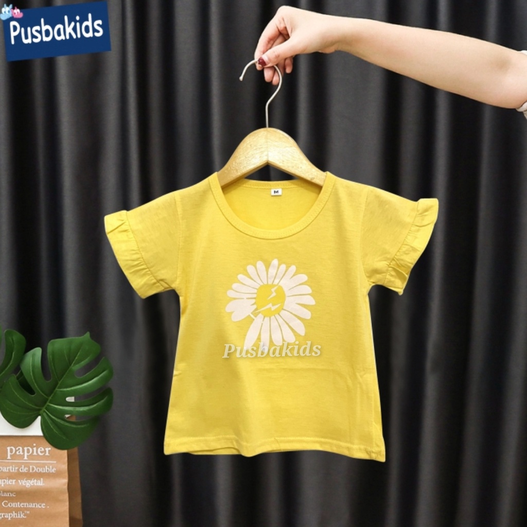 KAOS RUFFLE - Baju Kaos Anak Dan Bayi Perempuan Model Tangan Terompet 0-7 Tahun-Kaos kuning