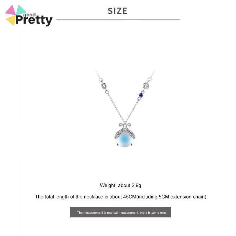 Moonstone Firefly Kalung Wanita Senior Rantai Klavikula Siswa Hadiah Ulang Tahun Desain Niche - PD