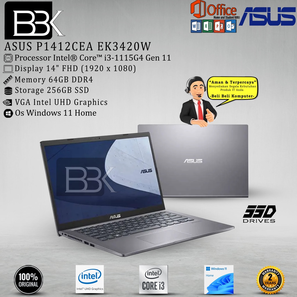 ASUS P1412CEA EK3420W Core i3 1115G4 64GB 256GB 14FHD W11