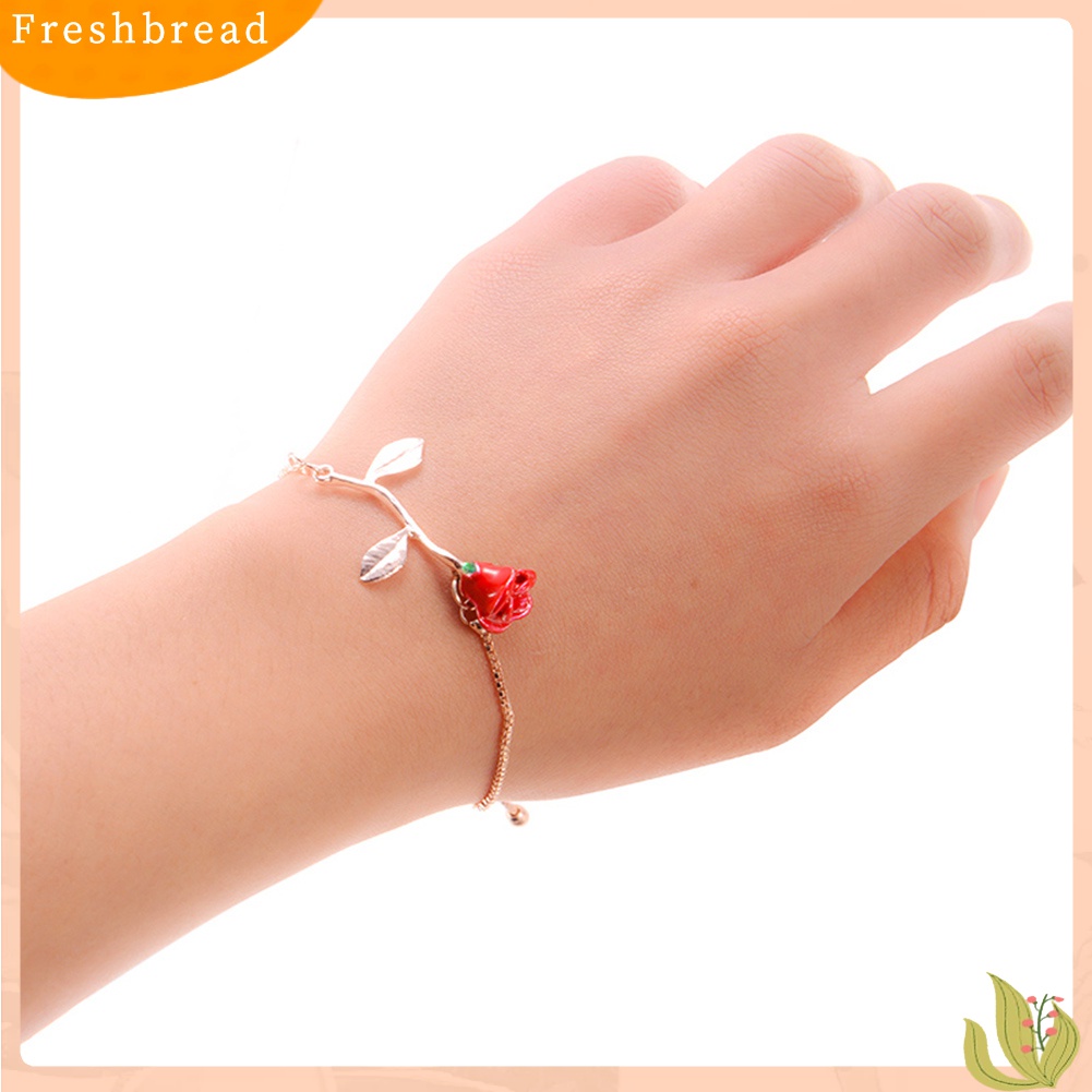 [TERLARIS]Elegant Rose Pendant Wristband Bracelet Adjustable Bangle Women Jewelry Gift