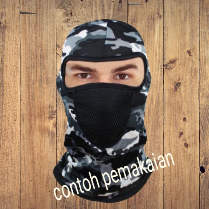 Masker Biker Ninja Motif Doreng Army