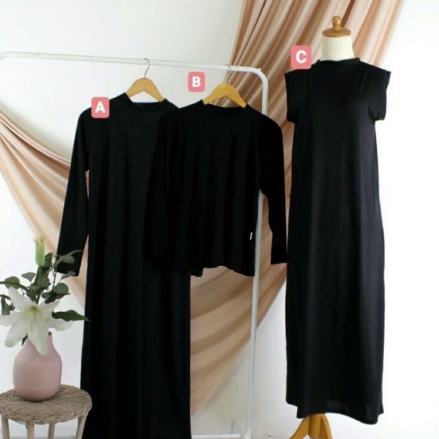 [COD] MANSET DRESS SLIMFIT BLACK LENGAN PANJANG LENGAN PENDEK BUMIL BUSUI