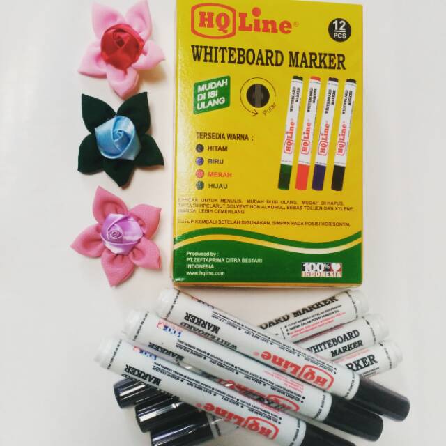 Spidol whiteboard marker HQ Line warna hitam, merah, hijau dan biru