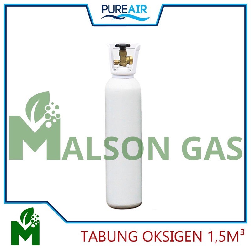 Tabung Baru Oksigen 1,5M3 + Isi Gas Oksigen Pernafasan / Ikan / Las