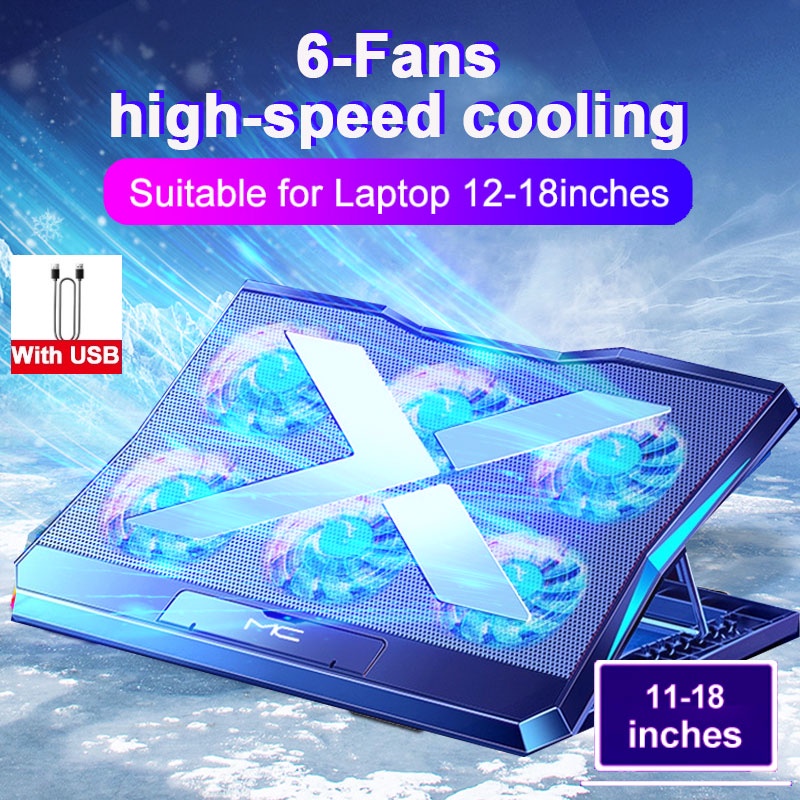 【cod】Cooling Pad Laptop Gaming Laptop 6 Fan LED Silent Noise - Coolingpad / Kipas laptop gaming / Pendingin Laptop / Kipas Laptop / Stand Laptop / Coolingpad Laptop