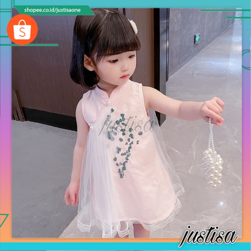 Promo !! Dress anak perempuan import / Dress tutu anak / Dress leaves furing chinese ukuran 2-6 tahun