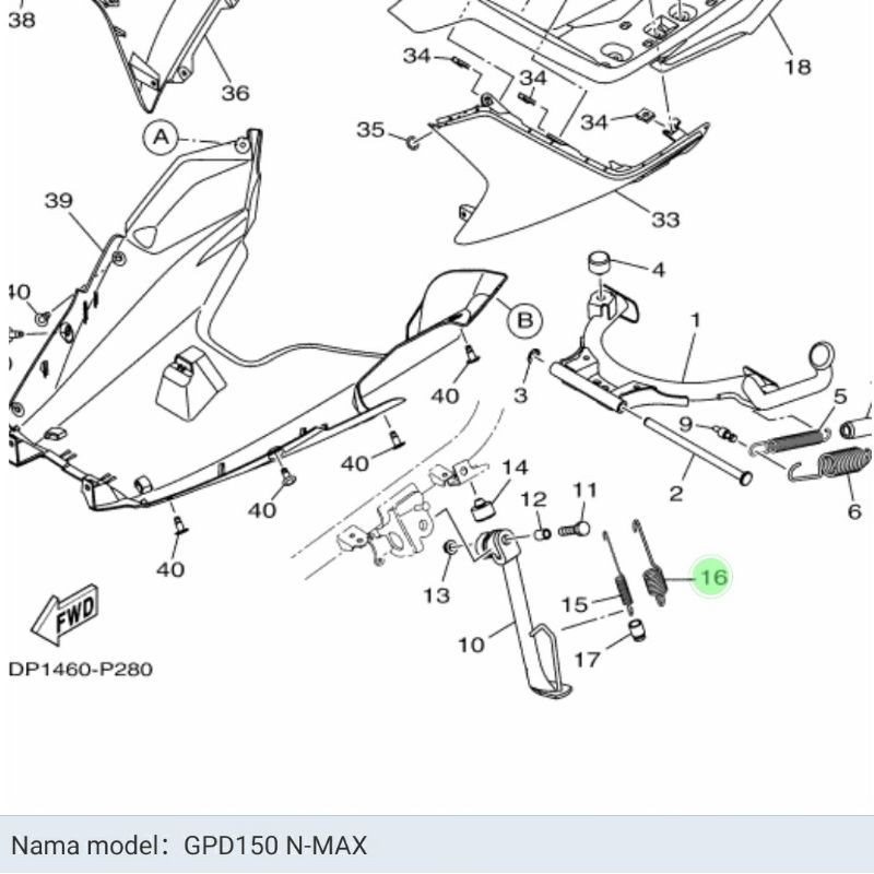 PER BESAR STANDAR SAMPING NMAX N MAX ASLI ORI YAMAHA 90506 26810