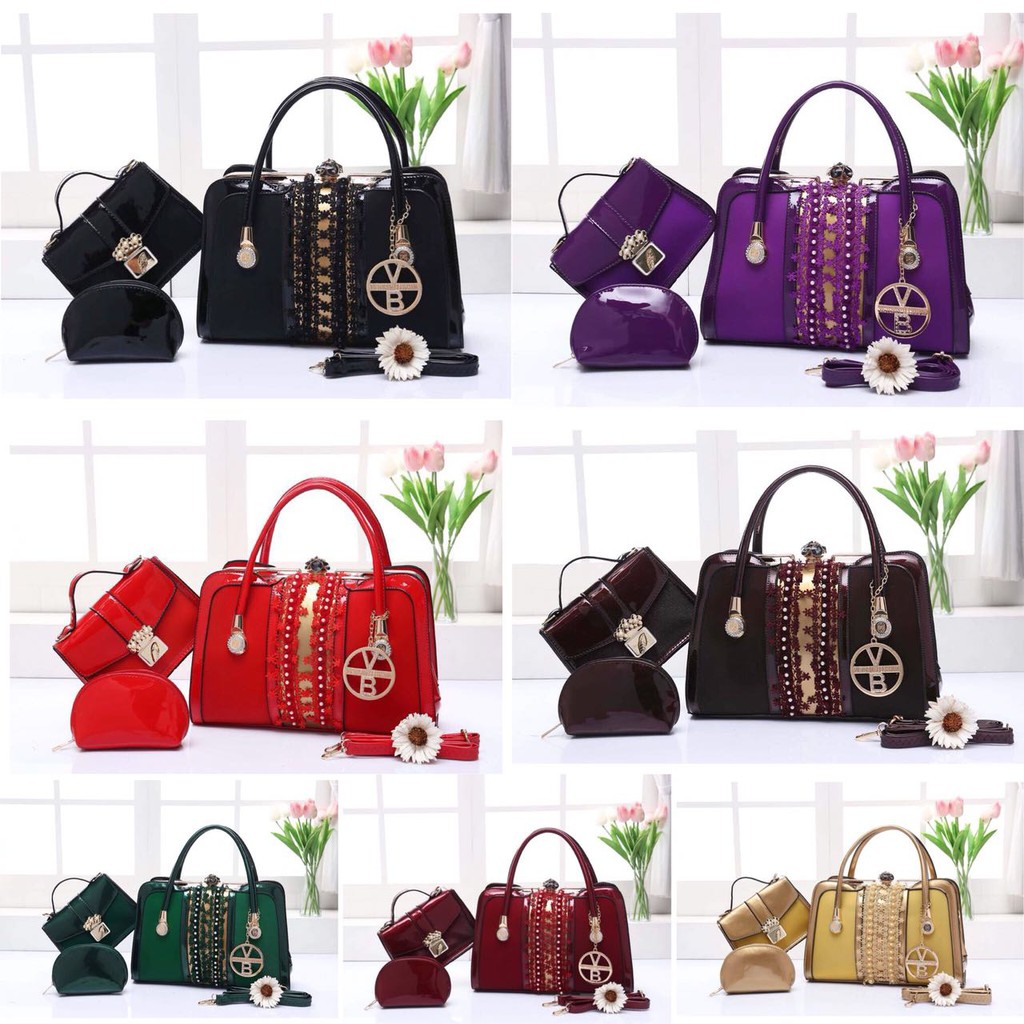 VB Behel Clasic Diamond 5726 VIC set3in1 TAS IMPORT BATAM TAS FASHION MURAH HANDBAG SELEMPANG WANITA