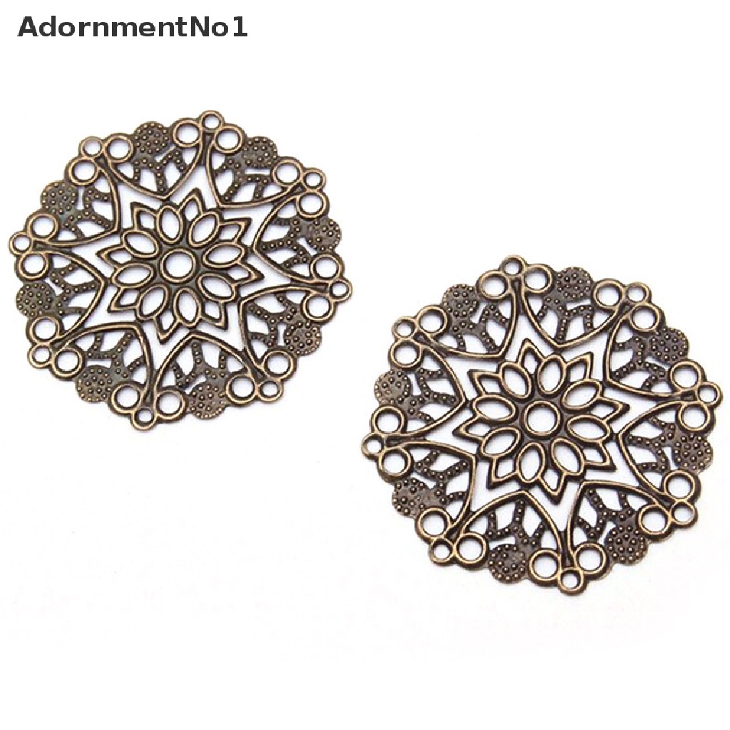 (AdornmentNo1) 50pcs / Set Konektor Bunga Filigree Warna Perunggu Untuk Kerajinan Tangan / Perhiasan DIY