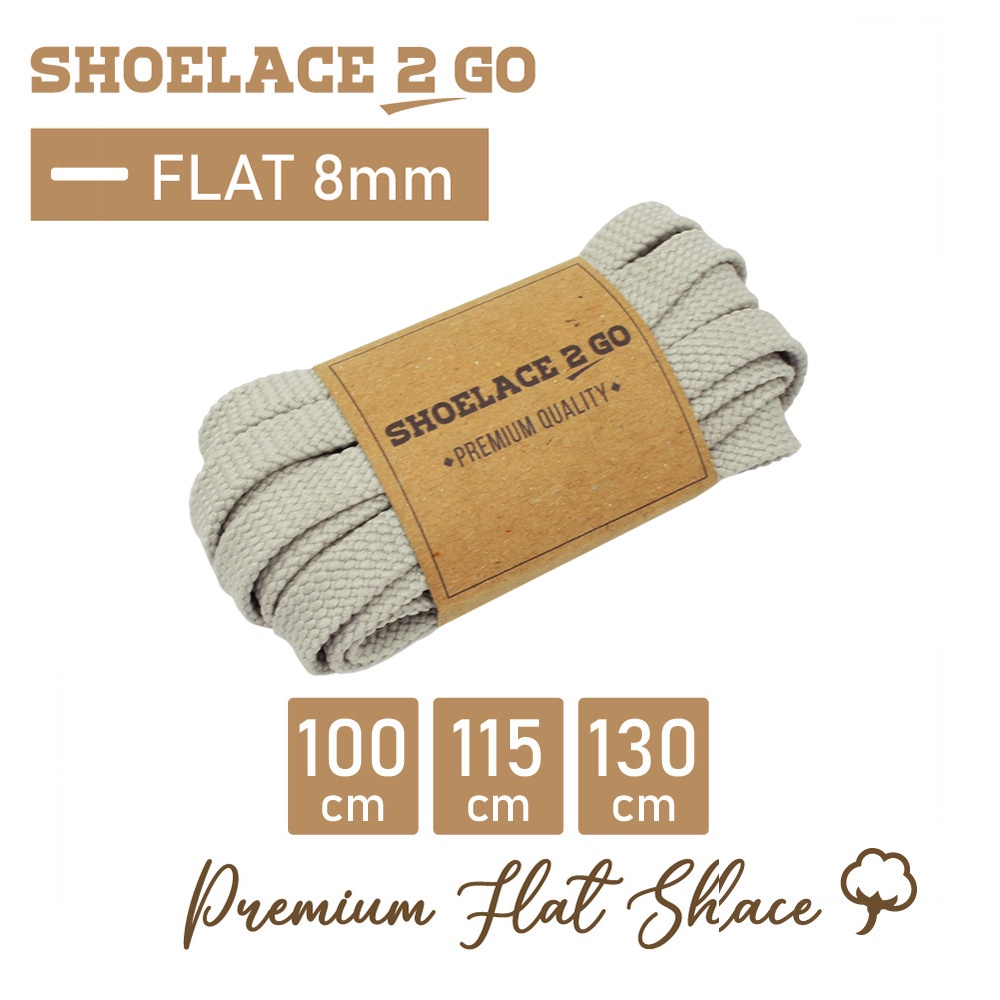 SHOELACE 2 GO PREMIUM TALI SEPATU GEPENG PIPIH FLAT E11 - GREY