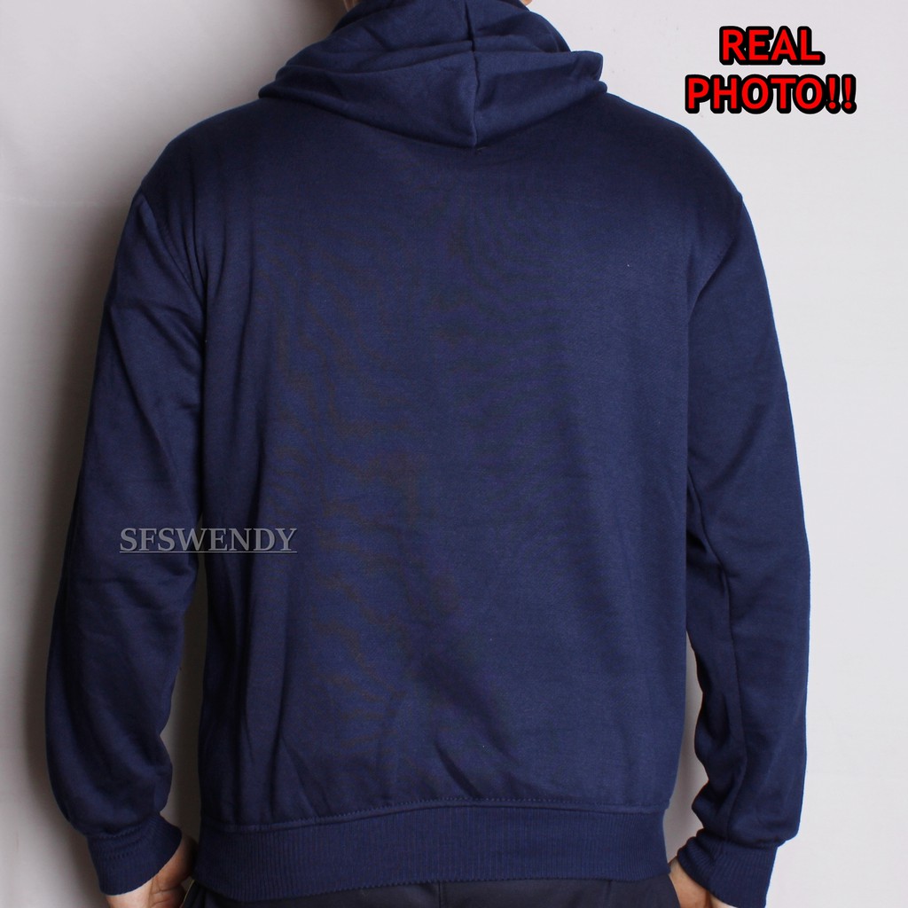 Jaket Pria Hoodie Polos Sweater Jumper Warna Navy biru dongker Big size XXXL original premium