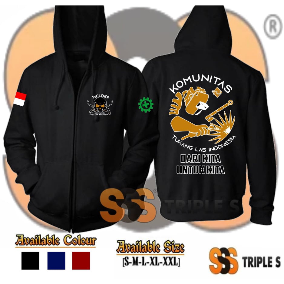 JAKET RESLETING WELDER COMMUNITY INDONESIA HOODIE ZIPPER KOMUNITAS TUKANG LAS INDONESIA
