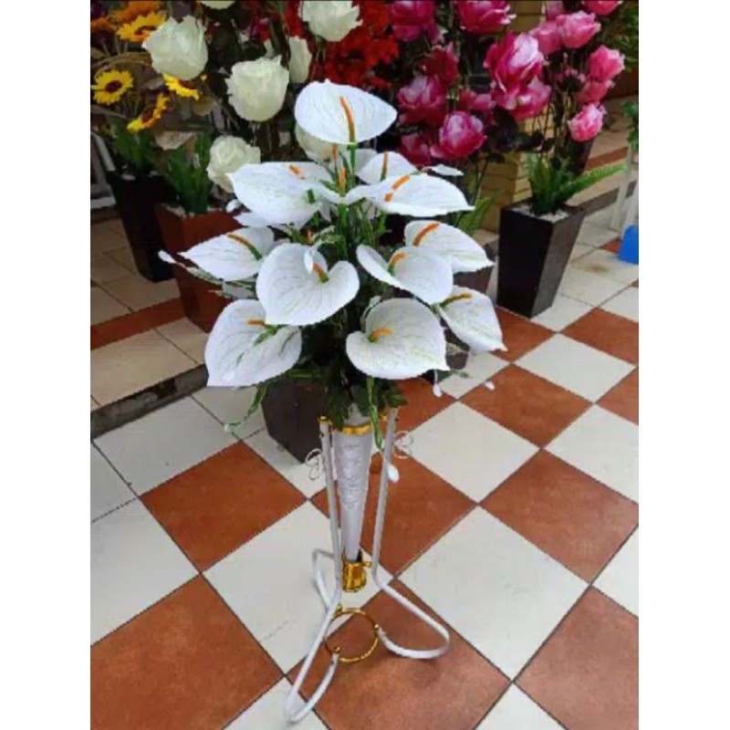 (Bunga saja) Bunga artificial anthurium, Amarilis, Aron panda, Bunga Lilly bunga sudut-5