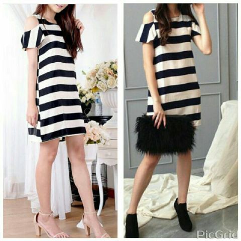 QF- DRESS LIZZY/ DRESS ZEBRA HITAM PUTIH/ TERLARIS