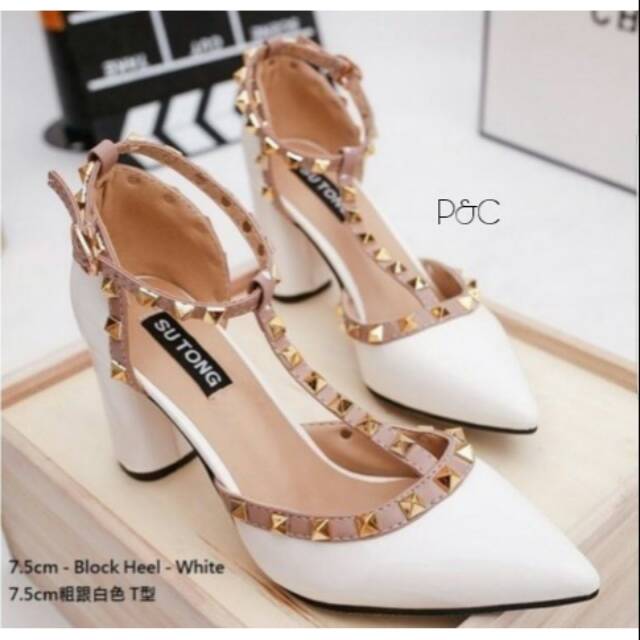 Block heels white