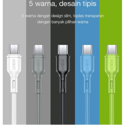 1pcs~KABEL DATA ROBOT RBM100s micro-usb DAN RBC100S TYPE-C 2.4a 1meter garansi 1 tahun