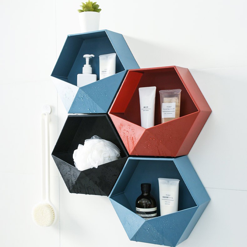 ☛TK☚ R353 KOTAK PENYIMPANAN HEXAGONAL GEOMETRIS GAYA NORDIC RAK GANTUNG DINDING UNTUK DEKORASI RUMAH