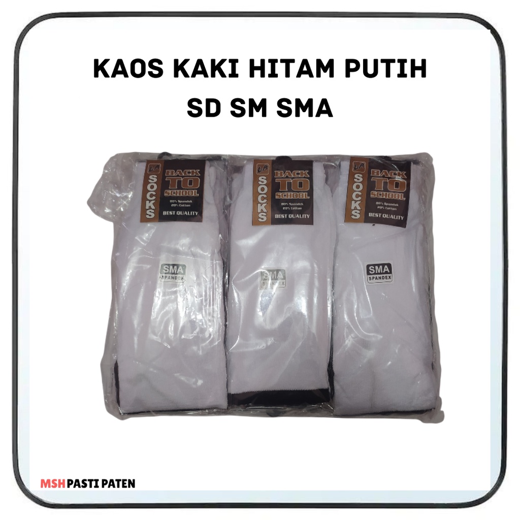 KAOS KAKI SD SMP SMA HITAM PUTIH / Kaos Kaki Anak Sekolah