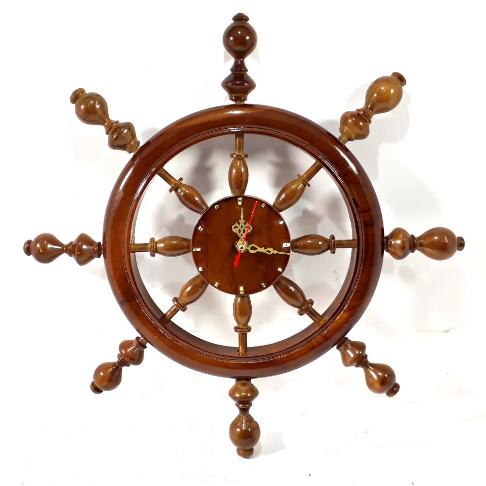 Jam Dinding Model Nahkoda Kapal Kayu Jati
