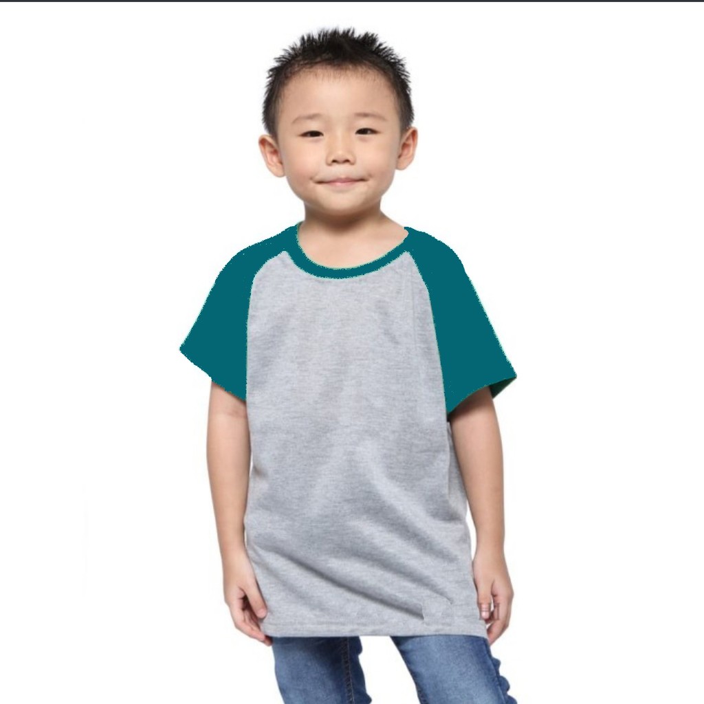Kaos Raglan Anak | Polos | Lengan pendek | Ukuran 2-4-6-8 | Unisex Cewek Cowok
