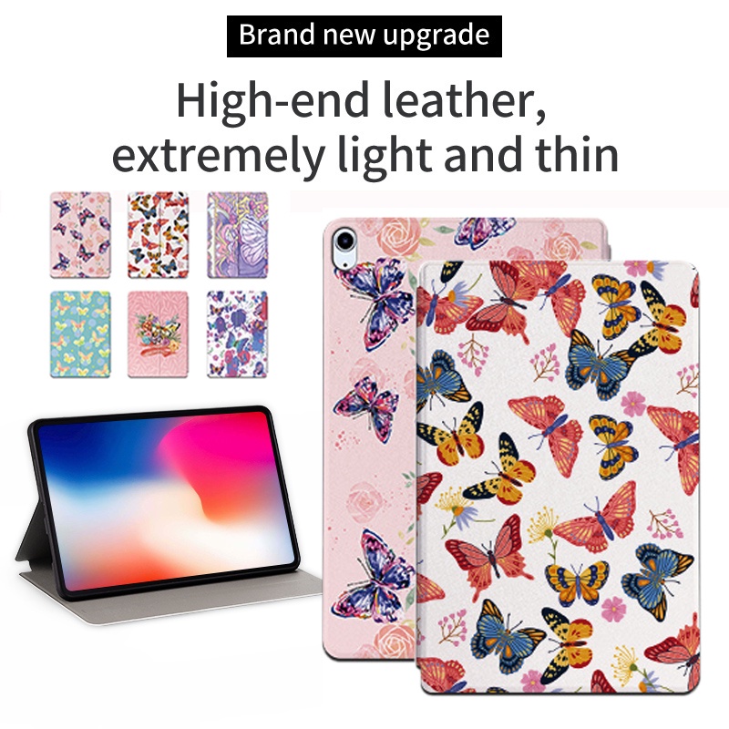 Casing Tablet Untuk iPad Air4 3 2 1 2020 2019 iPad Pro 10.5 iPad 9.7 2018 2017 Fashion Flip Leather Casing Fancy Color Butterfly Series Stand Cover