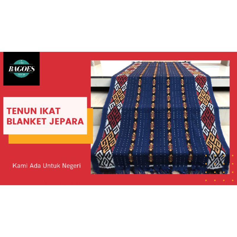 Kain Batik Tenun Ikat Blanket Etnik Troso Jepara Motif Toraja Paruki Warna Biru Navy