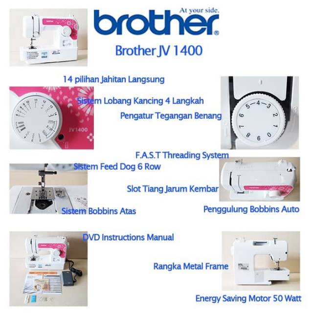 Mesin Jahit Brother JV 1400 / JV1400 Portable Multifungsi