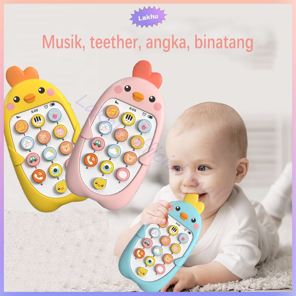 JCHO Cina-Inggris handphone bayi mainan telpon telponan Pendidikan Awal dengan Lampu Musik