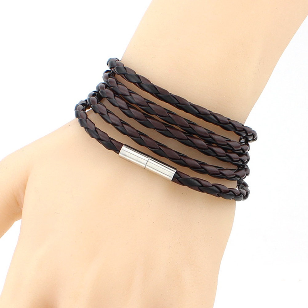 Hu Hu Hu Hu Hu Alat Bantu Pasang Kacamata♡ Gelang Tali Kulit Kepang Dengan Gesper Magnetik Untuk Unisex