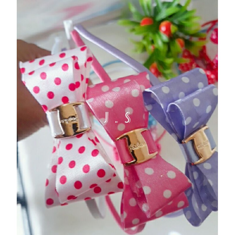 Bando pita kaku motif polkadot