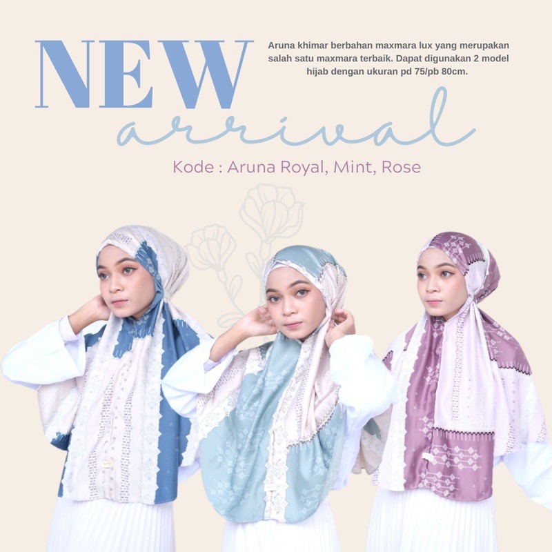 Aruna khimar 2in1/khimar tali/bergo tali/bergo motif /khimar motif