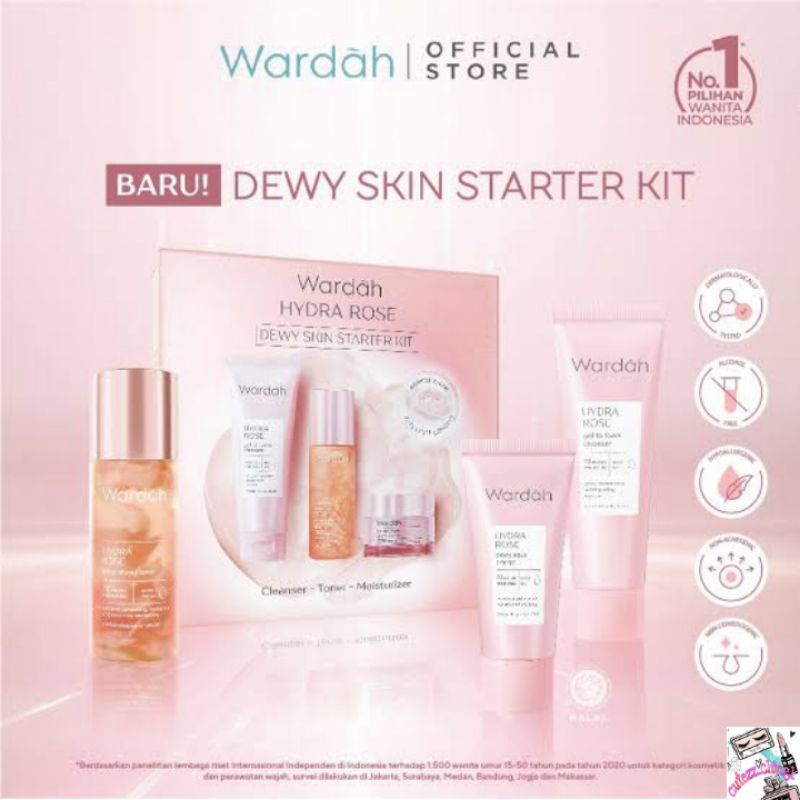 ☃️Cutezz_Ching1☃️Wardah Hydra Rose Dewy Skin Starter Kit