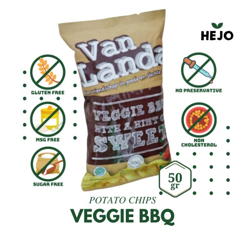 

Van Landa Potato Chips / Keripik Kentang Asli Cemilan Sehat - Veggie Bbq