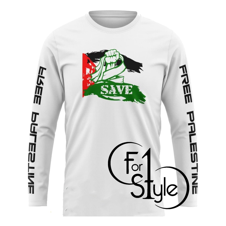 Atasan distro dakwah baju save palestina kaos palestina lengan panjang