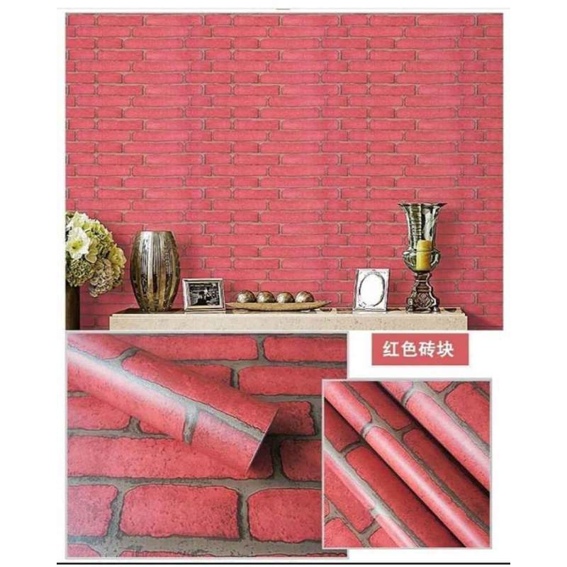 WALLPAPER DINDING / WALLPAPER STICKER BATA MERAH