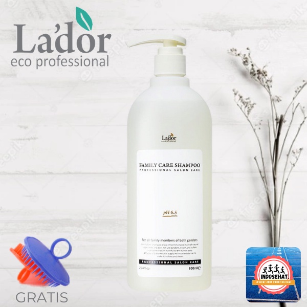 LADOR Family Care Shampoo - Shampo Natural Nutrisi Perawatan Pelembab Rambut Keriting Kusut Kering 900 ml