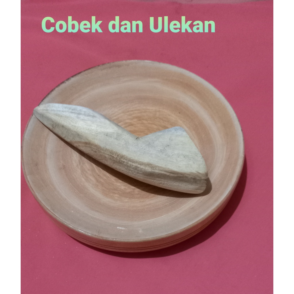 Cobek Kayu uk  18  cm dan Ulekan