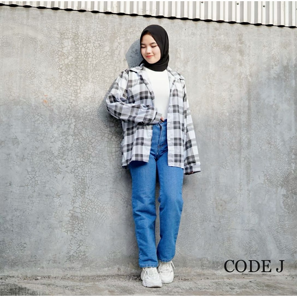 Tq88indonesia Fashion Kemeja Wanita Terbaru / Kem CHELSEA XXL OVERSIZE / Kemeja Kotak Wanita / Kemeja Lengan Panjang Cewek Kekinian / Ootd / Hem Kotak