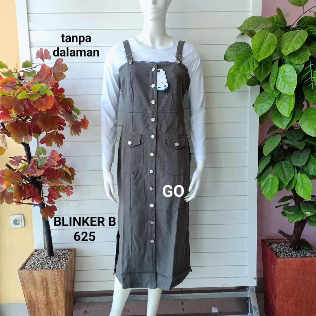 gof BLINKER B OVERALL Pakaian Wanita Dress Singlet Tanpa Dalaman Berkancing Original Casual Santai