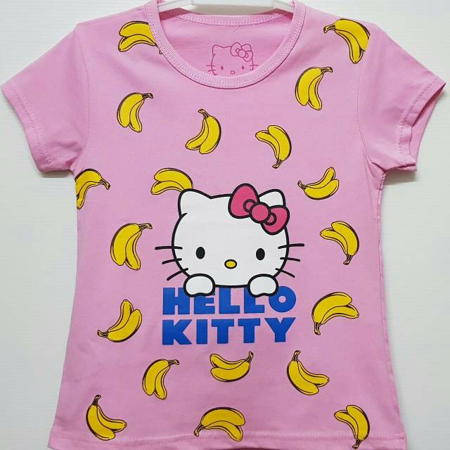  Termurah  baju  kaos anak  cewek karakter kitty banana pink 