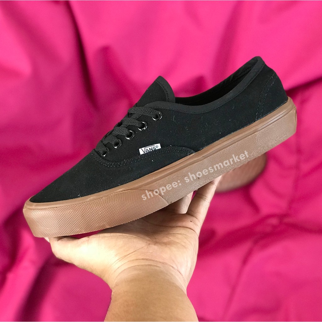 OBRAL SEPATU VANS AUTHENTIC MONO BLACK GUM LIST HITAM