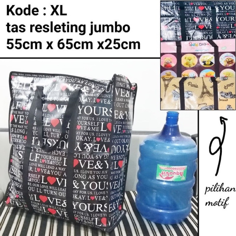 tas karung resleting extra large jumbo XL extra jumbo tas karung jumbo 55x65x25cm traveling tebal