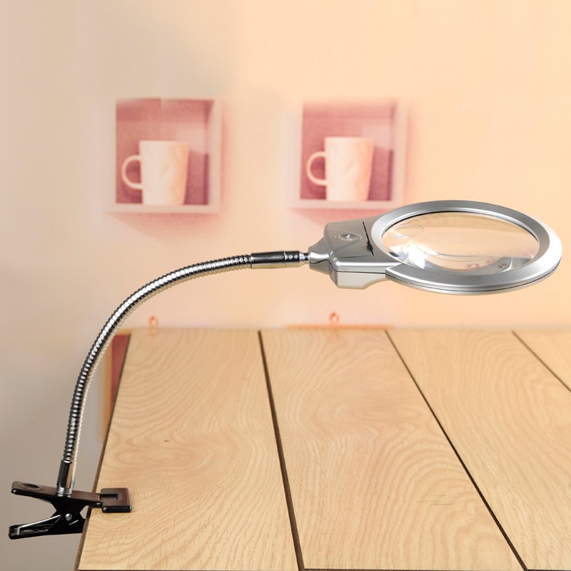 Lampu Meja Portable dengan Kaca Pembesar - MG15122-2B - OMLL3SSV Silver