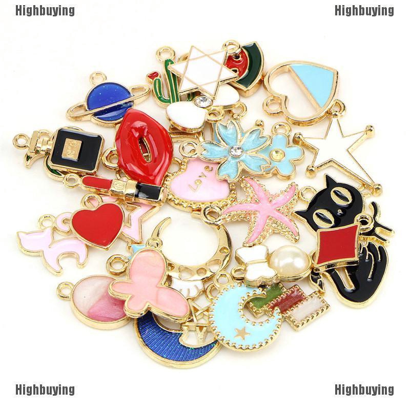 ☃☃ 30pcs / Set Liontin Manik-Manik Enamel Charms Untuk Membuat Perhiasan