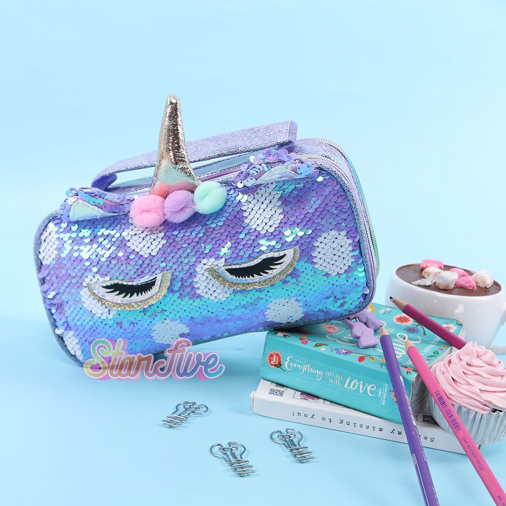 

Tempat Pensil Jinjing Carry On Sequin Kotak Starfive - Unicorn Purple