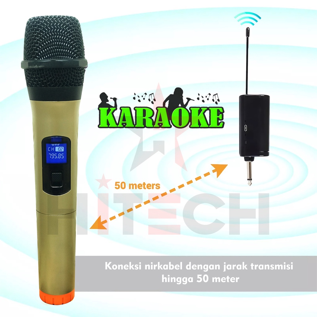 MIC2 Wireless Microphone Dual Karaoke Mic with Receiver System GOLD