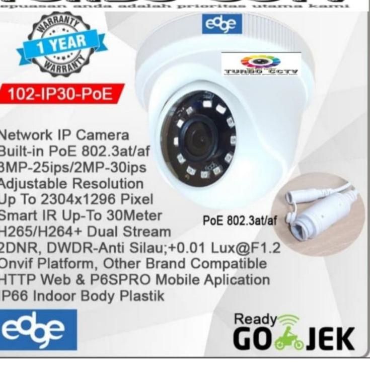 Penawaran Terbaik IP CAMERA EDGE 3MP INDOOR / IP30 / EG 102 / 3 MEGAPIXEL / ONVIF