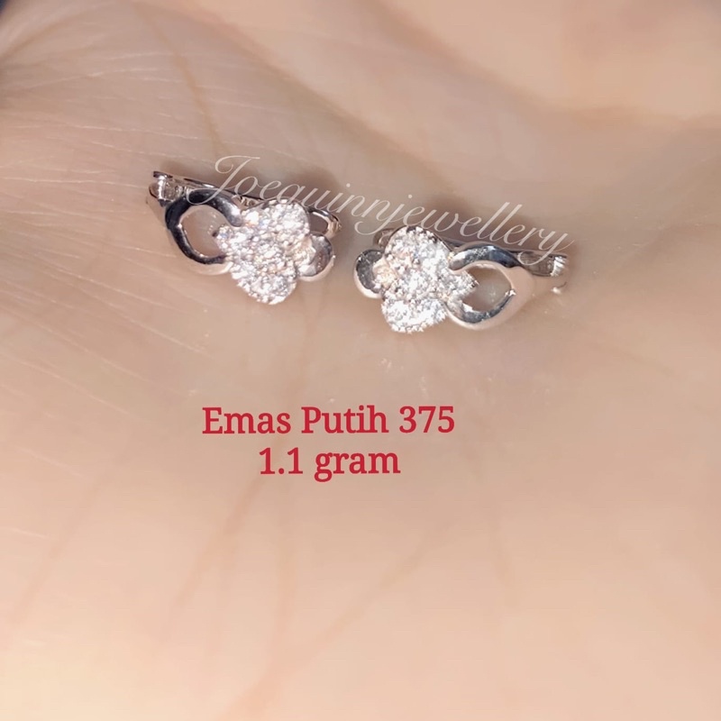 anting jepit emas Putih 375