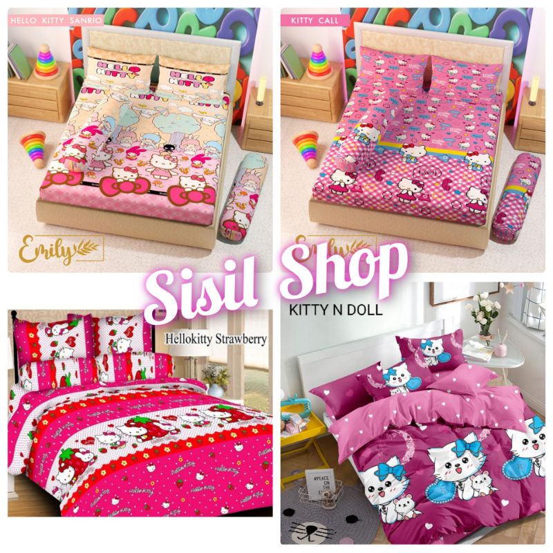 Sprei Karakter Hello Kitty Pink No 1 Ukuran 180 x 200 dan 120x200