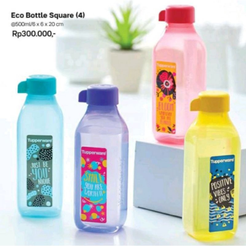 ECO Bottle 500ml Square Tupperware Botol Minum (4pcs) // Botol Minum 500ml